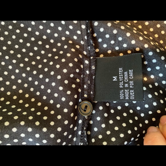 B Wear Satin V Neck Peplum Polka Dot Blouse - Picture 6 of 6